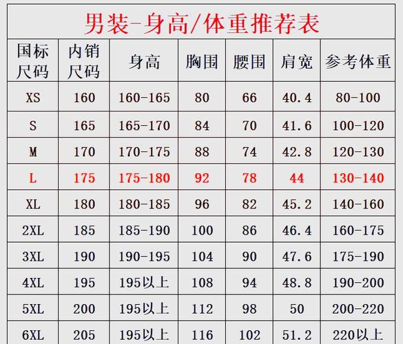 衣服尺码对照表图标